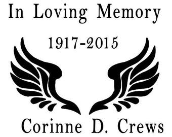 Memory Car Decal Angel Wings Memorial Decal In Loving
