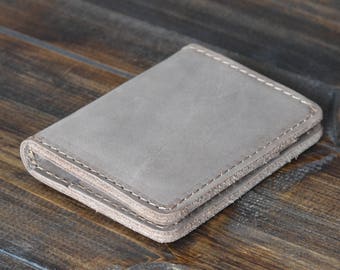 Slim Bifold Leather Wallet, Men's Wallet, Minimalist Leather Wallet, Slim Leather Wallet, Distressed Leather Wallet, Sand Brown
