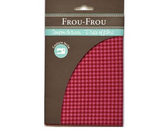 Fabric ruffled fuchsia pink gingham coupon 50 x 50 cm