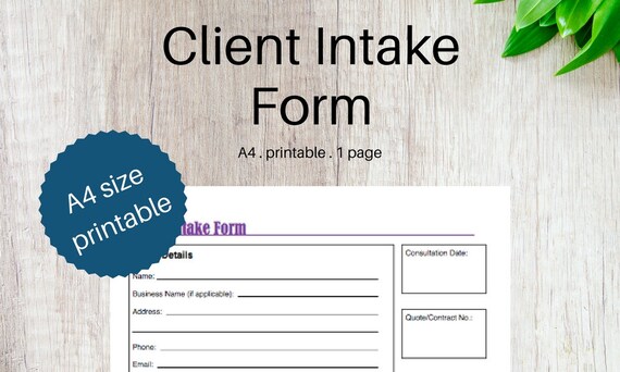Printable Client Intake Form