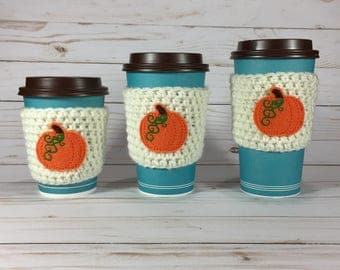 Pumpkin Spice Coffee Cozy, crochet coffee cozy, crochet cup cozy, crochet mug cozy, Halloween coffee cozy