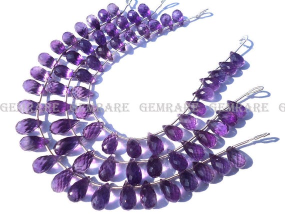 Amethyst African beads Drops Faceted Quality AA 6.50x9.50