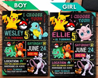 Pokemon Invitation, Pokemon, Pokemon Party, Pokemon Printable, Pikachu Invitation, Pokemon Invite, Pokemon Go Party, Birthday