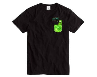 Pickle Rick Portal Pocket Black T-Shirt Rick and Morty funny cartoon shirt top
