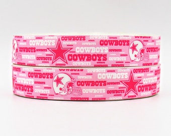 Pink Cowboys Ribbon, Dallas Cowboys, NFL, Ribbon By The Yard, Team Ribbon, Cowboys,Grosgrain, Pink Ribbon, Football Ribbon, Ribbon, Football