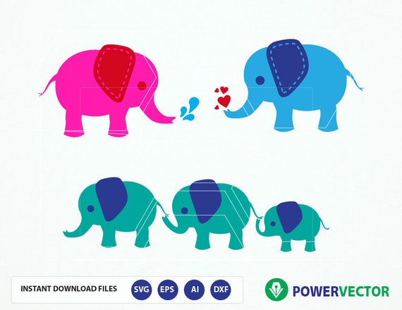 Download Elephant SVG Files. Elephant Family Vector Clipart. Cute