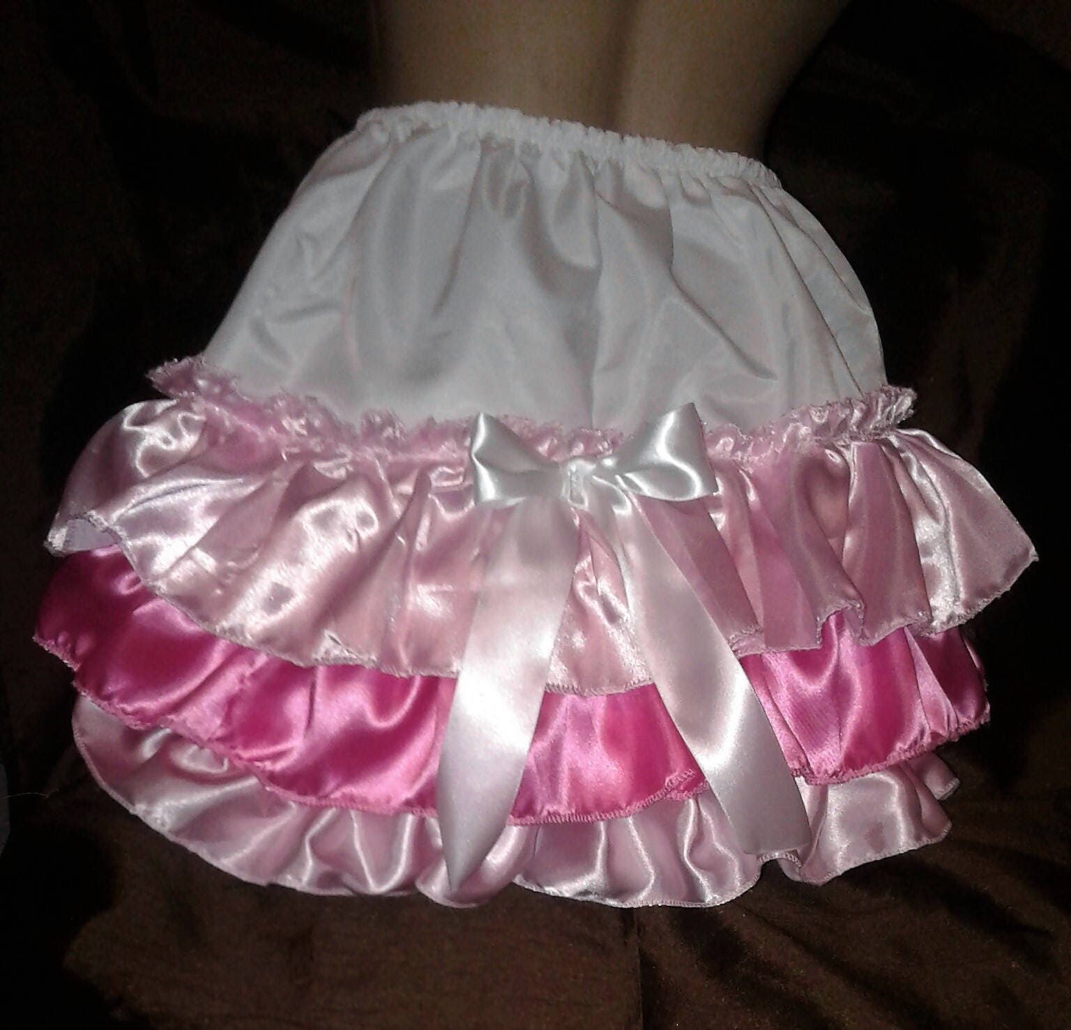 Adult Baby Sissy Satin Ruffled Diaper Cover Dress up Panties