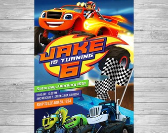 Blaze and the Monster Machines Birthday Invitation, Blaze Party Invite, Monster Machines Invitation, Blaze Party Printable, Monster Trucks