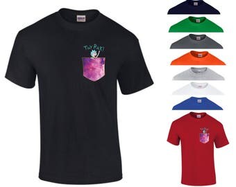 Rick e Morty T Shirt piccoli Rick tasca scherzo divertente commedia adulto americano Sitcom Animazione Cartoon Halloween uomini Tee Top regalo S-5XL