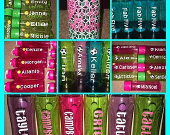 Personalized Water Bottles Kids Adult Baseball Basketball Football Initials Monogram