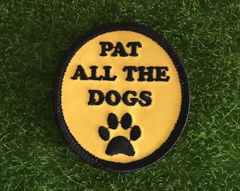 Pat All The Dogs yellow iron on patch embroidery dog dogs accessory
