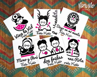 Sticker Decal Six Pack Frida Kahlo for laptop, car, etc. Inspired in artwork of Frida Kahlo sticker decal, Six pack sticker decal Frida.