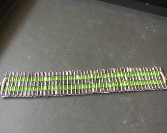 Beaded purple and green bracelet