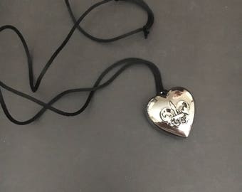 Adjustable black and silver locket necklace