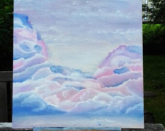 Oil painting skyscape - clouds - 40x40cm/16x16inch - original artwork - sky painting - clouds painting - wall art - colorful painting