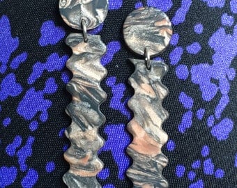 black and copper wigglers dangle earring