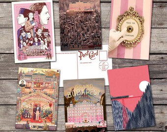 Grand hotel Budapest set 6 postcards | wes anderson art poster | movie art poster | film art print | vintage cinema poster | postcard set