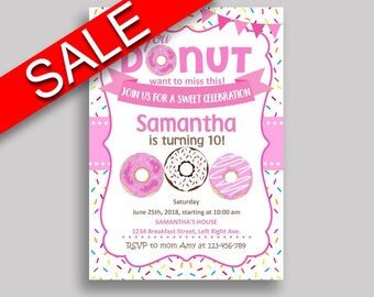 Doughnut Birthday Invitation Doughnut Birthday Party Invitation Doughnut Birthday Party Doughnut Invitation Girl any age, donut 31C0W