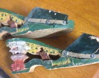 vintage Japanese hand painted wood sandals