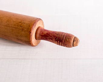 Vintage Rolling Pin with Red Handles