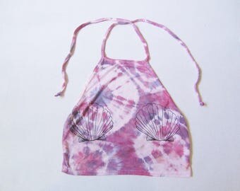 Tie Dye Seashell Mermaid Crop top