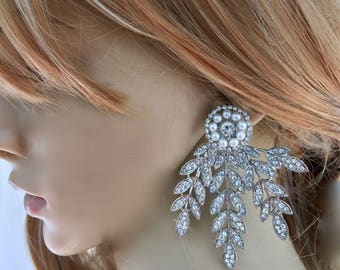 Great Gatsby Earrings, Flapper 1920s Earrings, Art Deco Earrings, Bridal Wedding Earrings, Clip On Earrings, Bridal Pierced Earrings