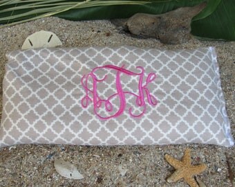 Heat Therapy Rice Bag GRAY - Hot Cold Wrap - Monogram Included FREE Shipping within USA; great gift under 20