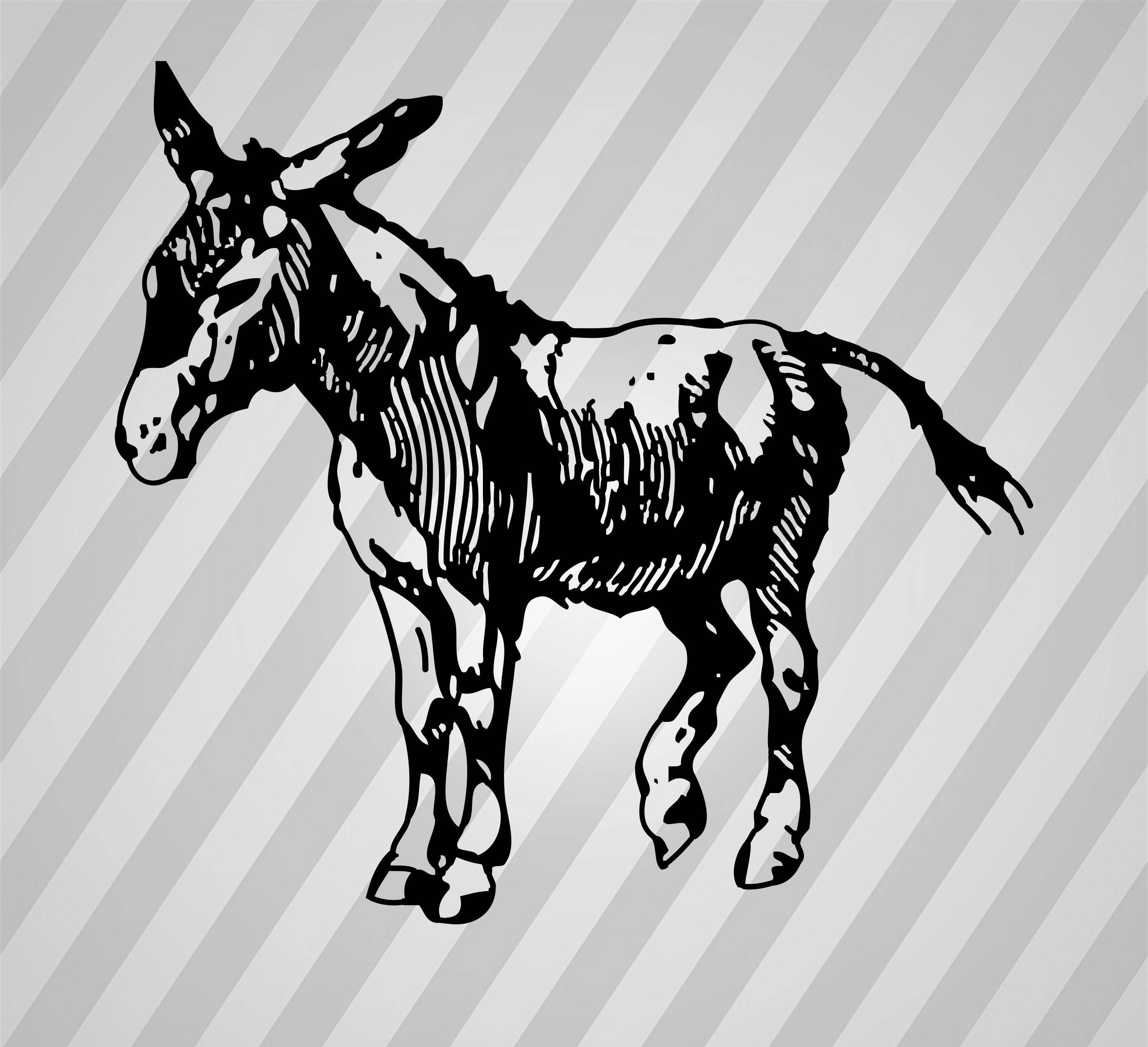 donkey - Svg Dxf Eps Silhouette Rld RDWorks Pdf Png AI Files Digital ...