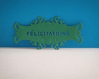 Cut green tag with personalization "Congratulations"