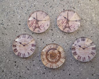 5 illustrated round cabochon glass 20 mm watch