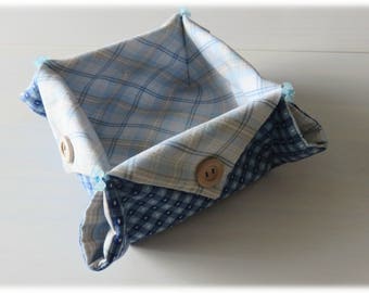 Empty basket cotton - blue gingham Pocket