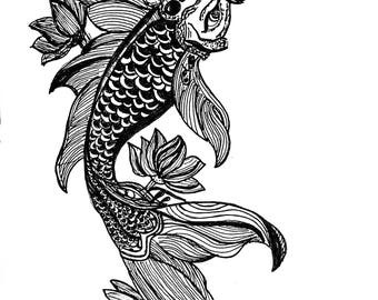 Koi fish print | Etsy
