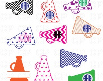 Megaphone SVG Cut Files, Megaphone Clipart, Megaphone Monogram Frames Cut Files for Cricut, Silhouette Studio_Digital Download