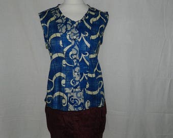 Shirt sleeveless grey and Brown - slim open front with 5 buttons