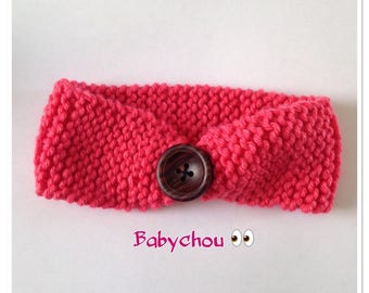 Headband Knit Beanie with button