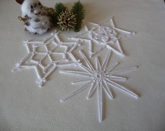 Small crocheted doilies handmade white cotton Christmas Decor