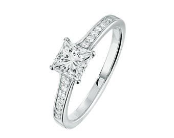 Solitaire engagement ring 1 ct white gold with diamonds