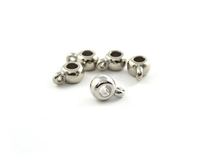 5 beads tube large hole acrylic imitation silver 4mm cord