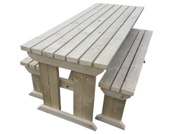 COMPACT Rounded Picnic Table Bench 4FT to 8FT Hand Made Outdoor Furniture