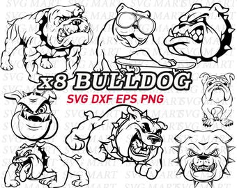bulldog svg, clipart, decal, stencil, vinyl, eps, dxf, png, line art, vector, cameo silhouette, cricut, cut files