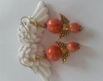 Orange polymer clay bead earrings