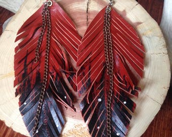 Leather Feather Earrings