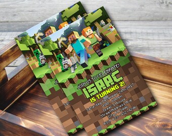 Mine Themed Invitation,Mine Themed Birthday,Mine Themed Birthday Invitation,Mine Themed Party,Mine Themed Birthay Party-NR118