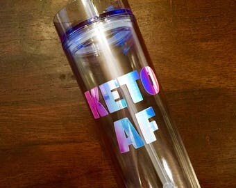 Pruvit Ketones "Keto AF" Clear Tumbler with Straw