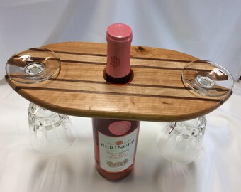 Cherry wine bottle and wine glass holder