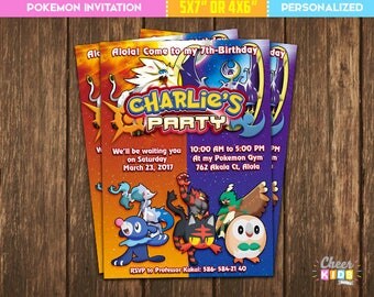 SALE!! Pokemon Invitation, Pokemon Invite, Pokemon Digital Birthday Invitation, Custom Made Printable Card - Cheer-21