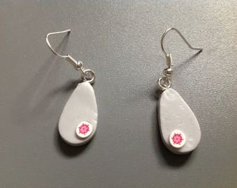 Earrings with Fimo cane inlay