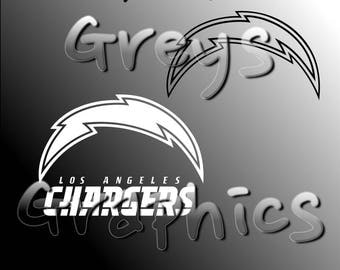 L A Chargers Primary Logo with Logotype Single Color - SVG - DXF - EPS - Vectors
