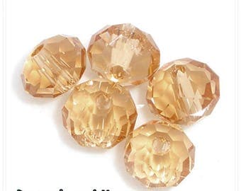 10 pcs-bead 8 mm x 6mm swarovski champagne has faceted rondelle 6mm x 8mm