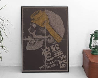 Skull Art Print - Kanji Pursuit Poster